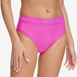 DKNY High-Waist Bikini Bottoms - Carnation Pink (Size S)
